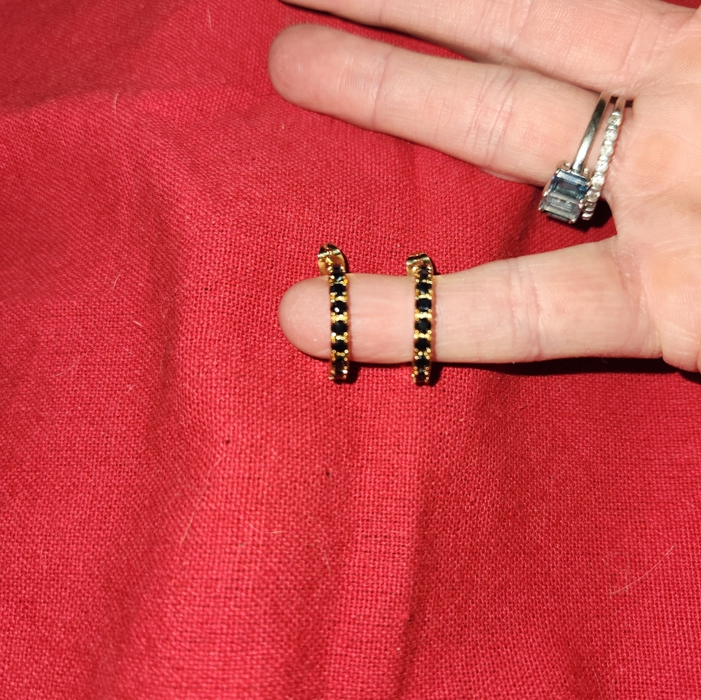 Gold plated sterling silver and Sapphire Earrings